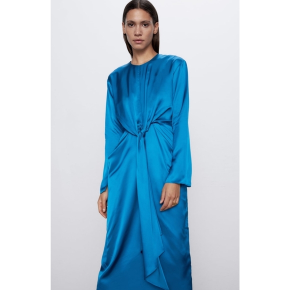 ZARA| Limited Édition Satin Dress With Bow Detail - Picture 5 of 17